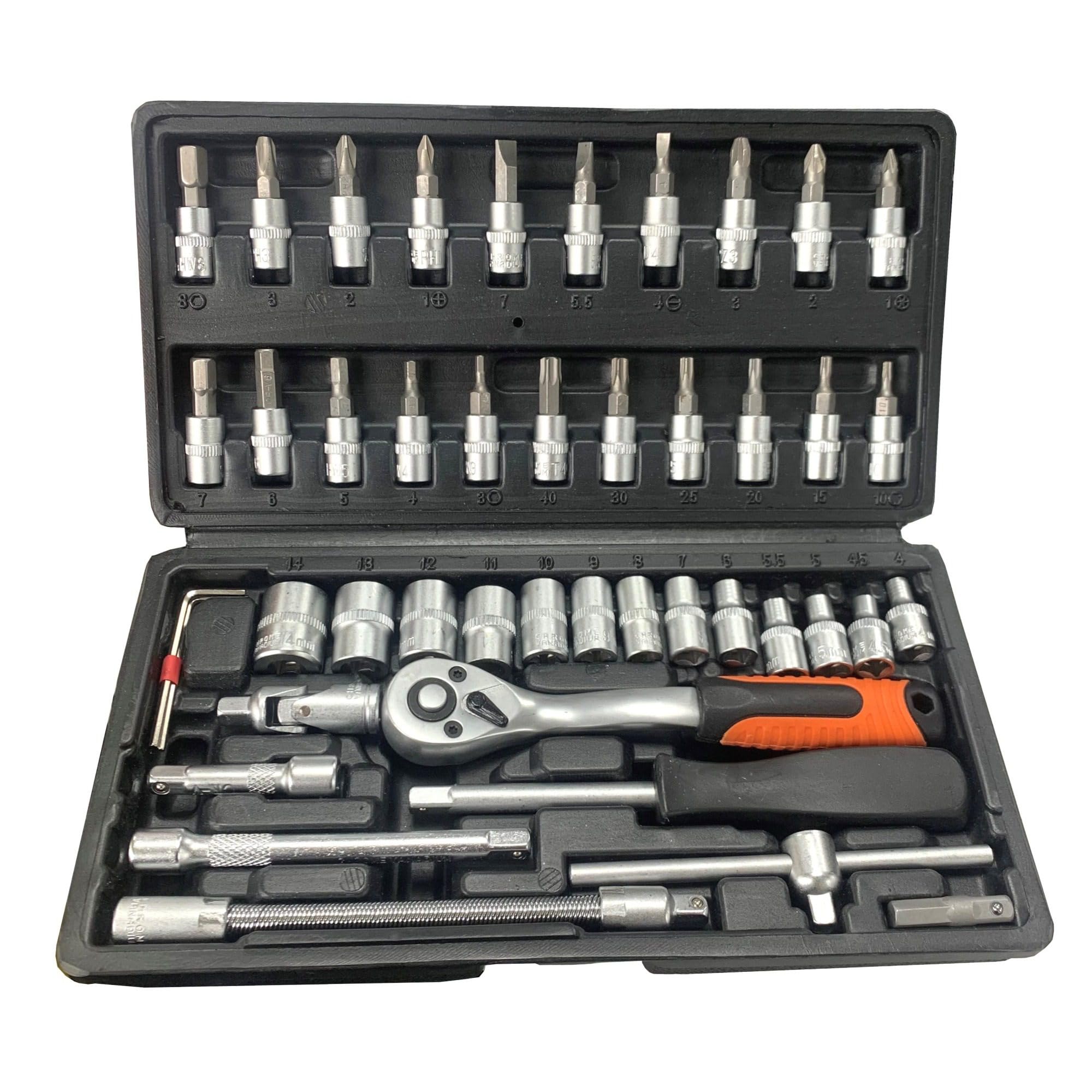 Rolson 38664 46 Pc 1/4" Dr Metric CRV Socket & Bit Set