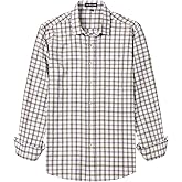 LucMatton Men's Lightweight Gingham Dress Shirt Casual Business Slim Fit Long Sleeve Button Down Shirts with Pocket