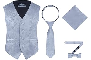 S.H. Churchill & Co. Boys 4 Piece Formal Paisley Vest and Tie Set