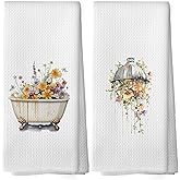 XPH Vintage Floral Bathroom Hand Towels, Cottagecore Gifts for Women, Retro Rustic Floral Botanical Bathtub Hand Towels Decorations, Cottage Core Bathroom Decor, 16x24inch Set of 2