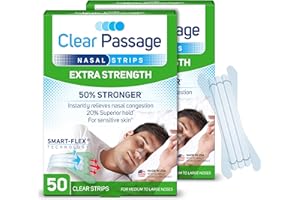 Clear Passage Nasal Strips Extra Strength, Clear, 100 ct | Works Instantly to Improve Sleep, Reduce Snoring, & Relieve Nasal Congestion Due to Colds & Allergies