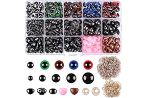 BRLYYO 560 Pcs Safety Eyes and Noses (6-14mm) With Washers for Craft Projects and toy Making, including, Teddy Bears, Puppets