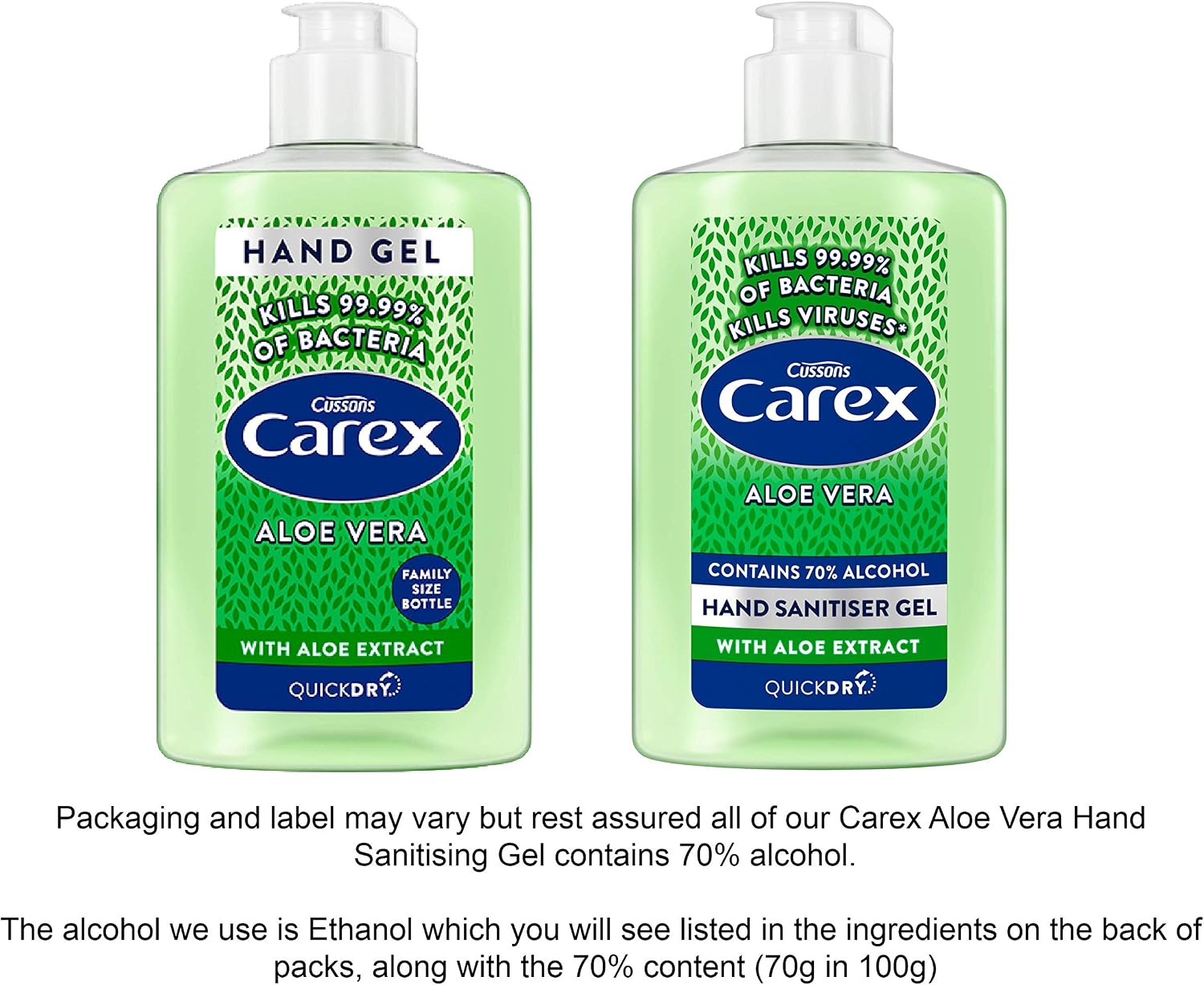 Carex Aloe Vera Anti Bacterial Hand Sanitiser Gel Pack of 6, Family Size with Anti Viral action* Hand Gel and 70% Alcohol that Cleans, Cares and Protects, 300ml Sanitiser Gel - Image 5
