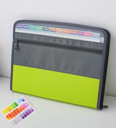 NAFY Expanding File Folders 13 Pockets A4 Zipper Portable Organizer Green