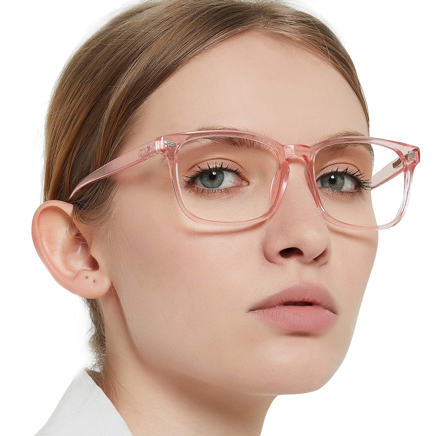 Photo 1 of MARE AZZURO Blue Light Blocking Reading Glasses Women Computer Readers 0 100 125 150 175 200 225 250 275 300 350 400 500 600 (Pink, 1.75)
