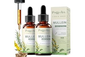 PUFFIAIR Mullein Drops for Lungs with Mullein Leaf Thyme & Marshmallow Root丨Lungs Cleanser for Smokers Respiratory & Immune Support丨 Natural Vegan Non-GMO 60ml 2fl oz