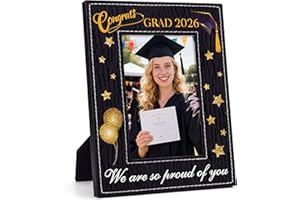 WhatSign Graduation Picture Frame - Class of 2026 4x6 Congrats Grad Photo Frame with Cap & Balloon Design, "We are so Proud o