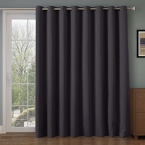 RHF Thermal Blackout Patio door Curtain Panel, Curtains for sliding glass door,Sliding door insulated curtains,Extra Wide curtains&Gray vertical blinds/Grommet curtains 100Wx84L Inches-Dark Grey