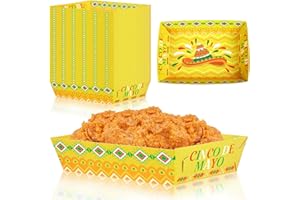 GEEFUUN 50 Pack Cinco De Mayo Party Decorations - Paper Food Trays Mexican Disposable Serving Fiesta Plates for Birthday Supplies