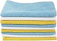 Amazon Basics Blue, White, and Yellow Microfiber Cleaning Cloth - Pack of 24