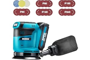 IRONFIST Random Orbit Sander, 5inch Sander Compatible with MAKITA 18V Batteries, 3 Speed 7000/9500/11000opm Adjustable with Dust Bag, Include 2000mAh Battery & Charger & 23pcs Accessories