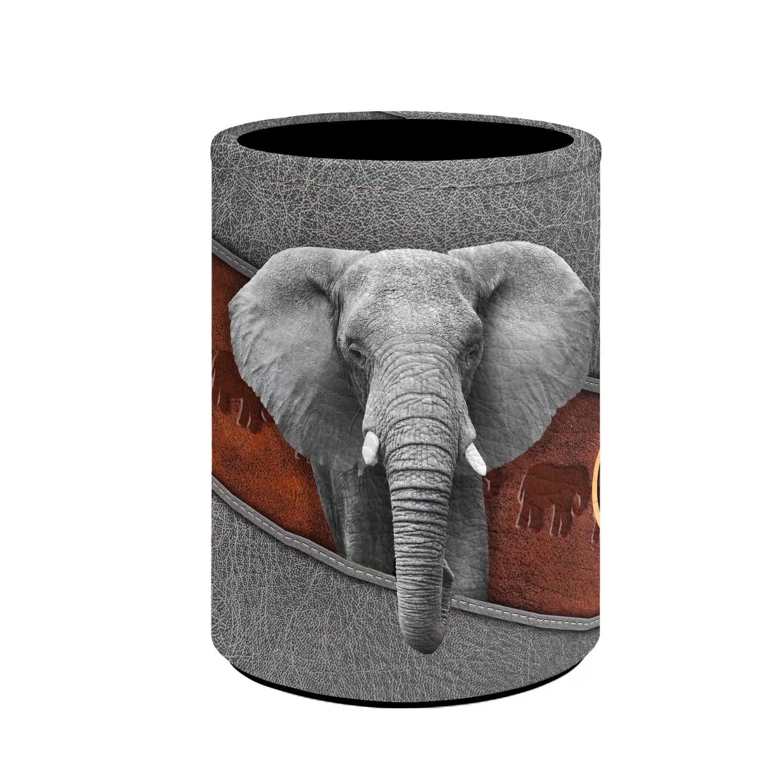 STUOARTE Grey Elephant Design Desk Pencil Holder Pu Pen Holder office Accessories School Stationery Supply Makeup Brush Holder for Women Girls