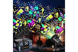 Lingvee Holiday Projector Light with 1 Film (4 Style) Slides LED Projector Lights Outdoor Reflectors Waterproof Landscape Decorative Lighting Projection Lamp for Party(Mardi Gras)