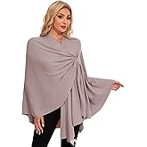 PULI Womens Elegant Cross Front Shawl Wraps Knitted Ponchos Cape Light Weight Poncho Sweater Soft Warm Travel Wraps