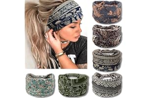 IVARYSS Wide Headbands for Women, Knotted Head Wraps Turbans, Large African Style Head Bands Hair Accessories, 6 Pack (Boho)