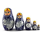 Matryoshka Russian Stacking Dolls with Flowers Home Decor Small Set 5 Pieces - Russian Nestiing Dolls