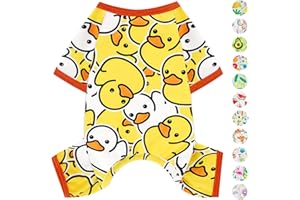 PINKBOW Dog Pajamas Pjs Spring Summer Dog Clothes for Small Dogs Girl - Boy - Small Size Dogs, Soft Stretchy Cute Puppy Clothes Doggie Onesies Cat Pet Jammies Outfit (Duck Yellow, X-Small)