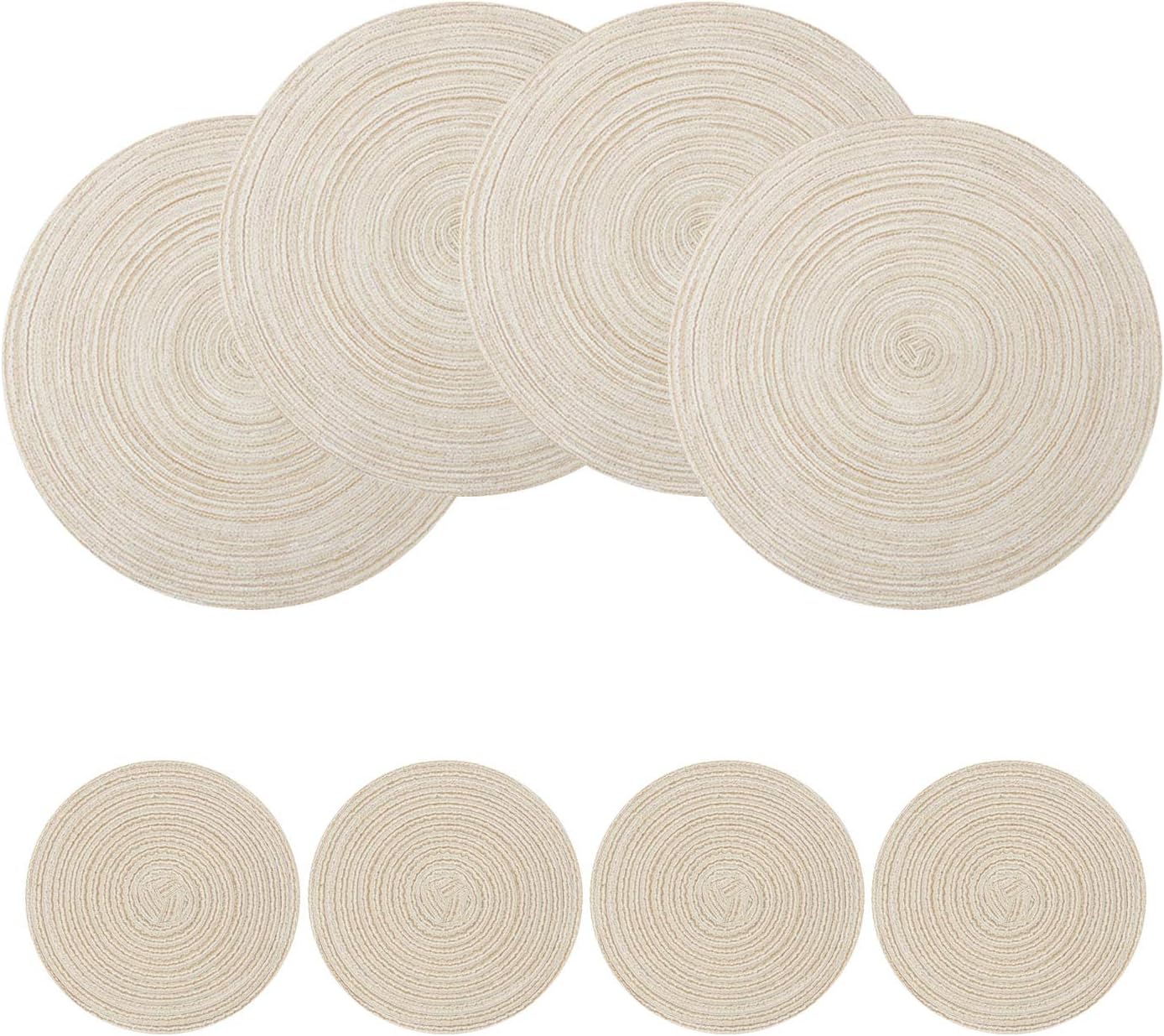 Round Table Place Mats and Coasters Set of 4 Heat Resistant