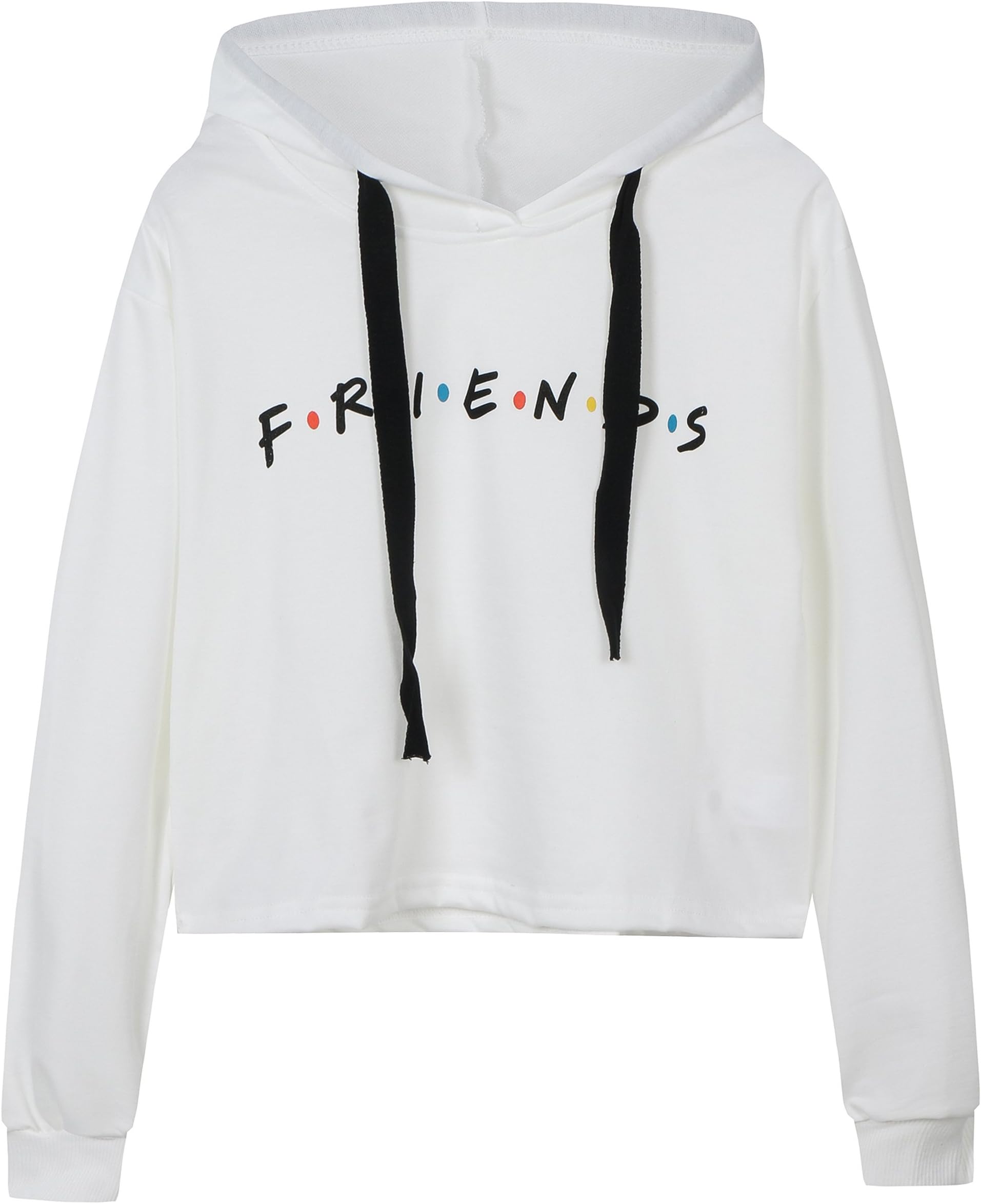 Missactiver Women's Crop Hoodie Letter Print Pullover Sweatshirt (Medium, White)