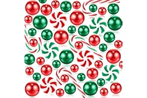 JAPIOR 200 Pcs Christmas Vase Filler Green Red Christmas Pearl Beads Vase Fillers Christmas Centerpiece Table Decoration Decor Craft Supplies