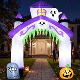 JOYIN 10FT Tall Halloween Inflatables Giant Haunted House Castle Archway Outdoor Decoration with Built-in LED Lights, Blow Up Arch Decor for Outdoor Yard Lawn Garden Party, Spooky Halloween Decor