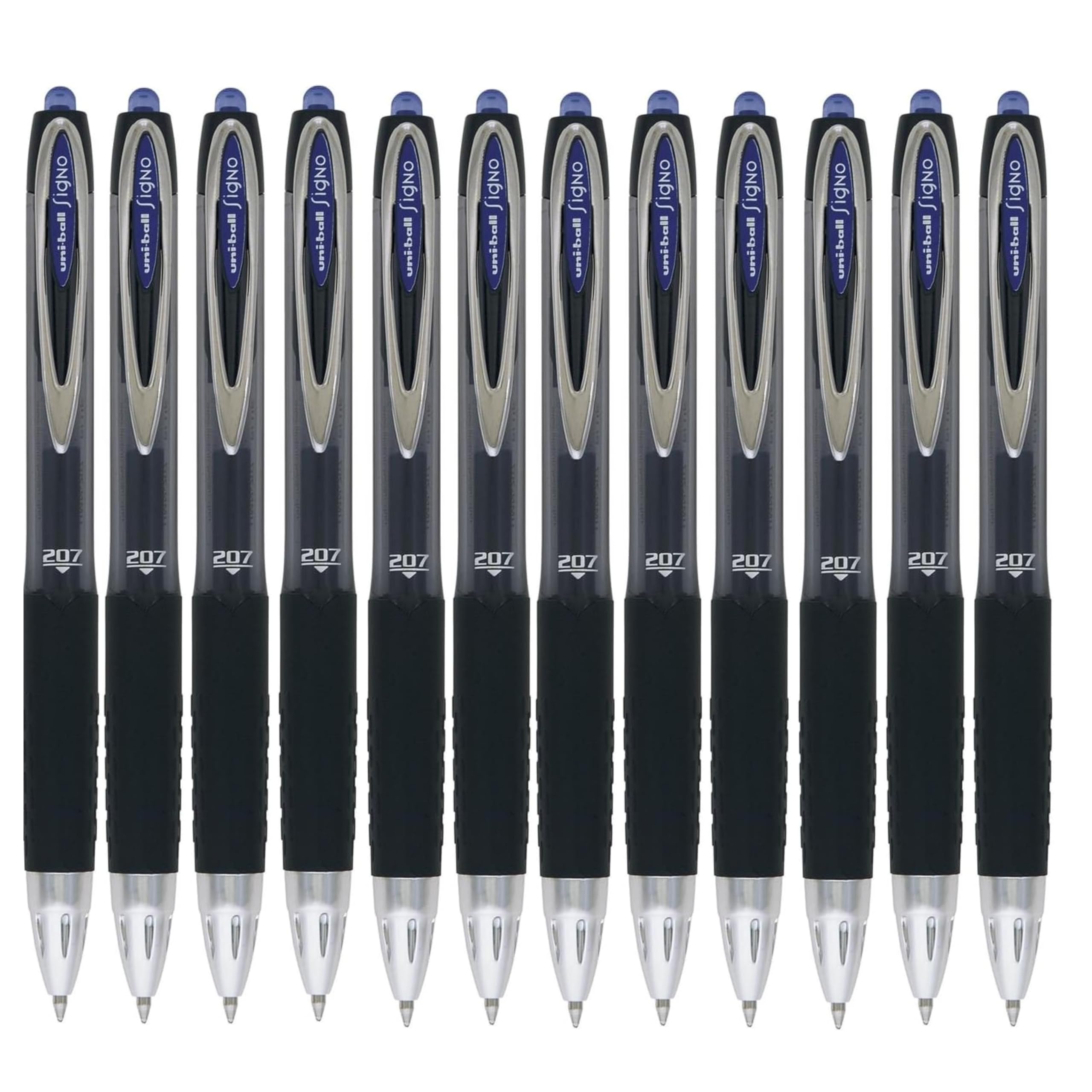 Uni-ball 704519 SigNo 207 Gel Rollerball Pen Retractable Fine 0.7mm Tip 0.4mm Line Blue Ref 9004601 [Pack of 12]