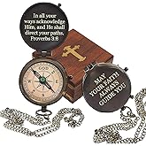 Baptism Gifts for Boys - Engraved Working Handmade Compass with Scripture - Religious, Christian, Catholic, Christening, First Communion, Confirmation Gifts for Teenage Boys and Men