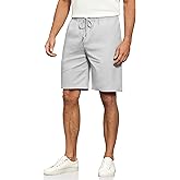 Janmid Men's Linen Casual Classic Fit Short Drawstring Summer Beach Shorts with Pockets