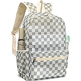 CAMTOP Mesh Backpack Kids Boys Girls Bookbag See Through Preschool Backpacks Casual Daypack for School Beach Travel Sport (Green White Check)