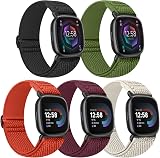 Tiptops 5 Pack Nylon Loop Straps for Fitbit Versa 4 Versa 3 Sense 2