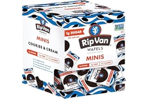Rip Van Wafels Cookies & Cream Mini Stroopwafels - Low Carb Snacks (3g Net Carbs) - Non GMO Snack - Keto Friendly - Office Snacks - Low Calorie Snack (37 Calories) - Low Sugar (1g) - 32 Pack