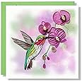 QUILLCRAFT Hummingbirds and Purple Orchid Quilling Card, Card, Quilled Quilling Card for Mothers Day, New Year, Birthday, Thank You, Artful Card for Him Her, Mom, Dad, Couple (Hummingbirds Orchid)