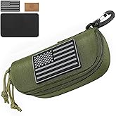 Lemubeane Tactical Molle Glasses Pouch Eyeglasses Hard Case Shockproof Sunglasses Carrying Case with Cleaning Cloth