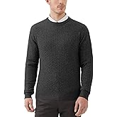 Kallspin Men's Cable Knit Crewneck Sweater Pullovers Wool Blend Relax Fit Knitwear