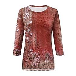 Petite Blouses for Women 3/4 Sleeve Summer Tunics