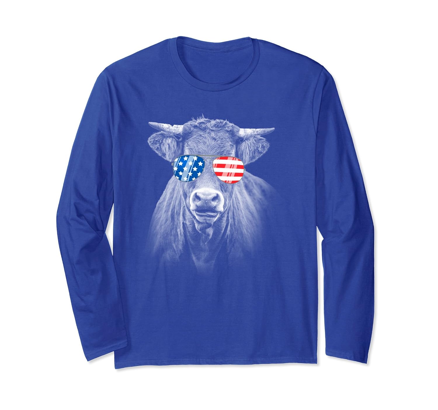 Vintage Patriot USA Cow Long Sleeve American Flag 4th July-anz