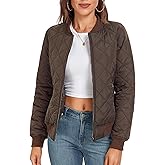 andy & natalie Women's Bomber Jacket Fashion Quilted Casual Lightweight Bomber Jakcets Zip up Outerwear Jacket with Pockets