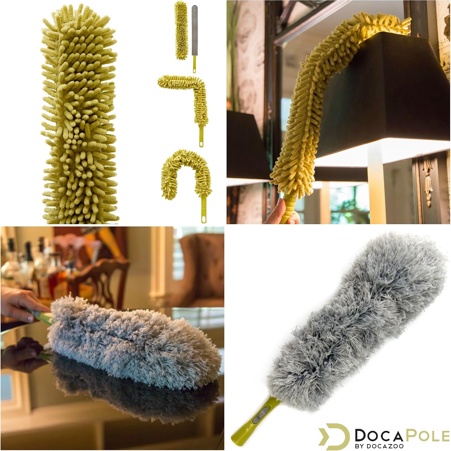 DOCAZOO DocaPole High Reach Dusting Kit with 5-12 (1.5-3.5m) Foot Extension Pole // Cleaning Kit Includes 3 Dusting Attachments // Cobweb Duster // Microfiber Duster // Ceiling Fan Duster - Image 4