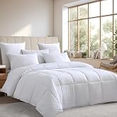 Farm To Home Organic Cotton Down Alternative Comforter King Size,White | Hypoallergenic Duvet Insert Machine Washable Hotel Collection Bed Comforter for All Season