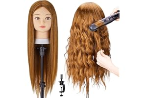 SZCY LLC Mannequin Head with 80% Human Hair, 28'' Doll Head for Cosmetology & Hairdresser, Real Hair Cosmetology Makeup Hairdressing Training Head