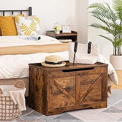 HOOBRO Storage Bench, 29.5” Retro Wooden Storage