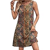 Zeagoo Summer Dresses for Women 2026 Sleeveless Casual Floral Tshirt Sundress with Pockets Loose Tank Beach Dress