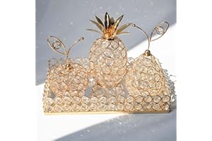 KOLNLALA Elegant Decorative Trays & Crystal Fruit 4pcs Set, Crystal Tea Light Holder - Wedding Centerpieces for Holidays, Home Table Decorations, Fruit Displays and Candle Holders