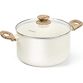 MICHELANGELO Nonstick Cooking Pot - 6 Quart Soup Pot with Lid for Family Meals, Non-Toxic Stockpot with Stay-Cool Handles, Induction Ready, Easy Cleanup, PFOA &amp; PFOS Free