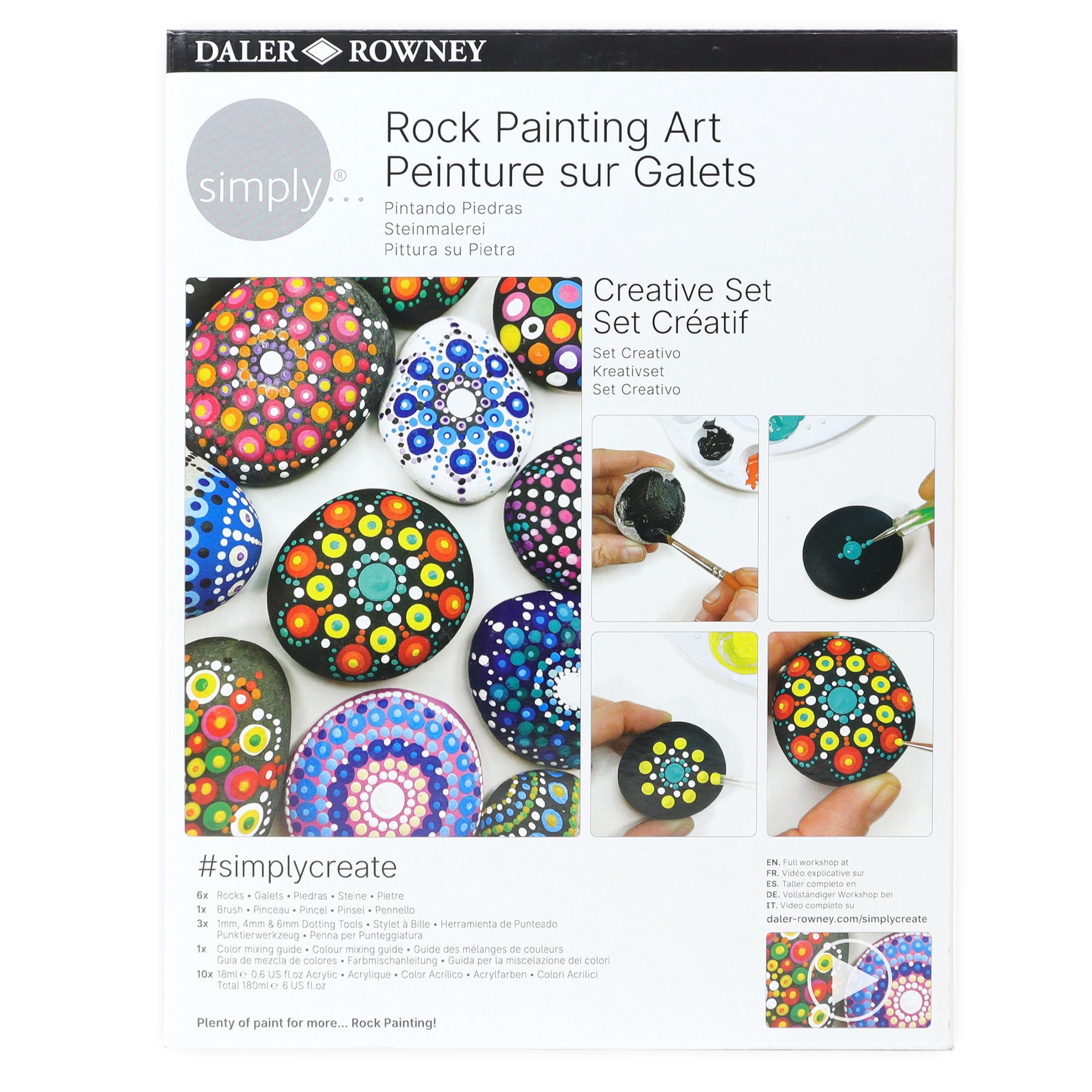 Daler-Rowney Simply Rock Painting Creative Set, DIY, Fun Activity, Make Your Own Art, Ideal as Gifts for Entry-Level Artists & Hobbyists
