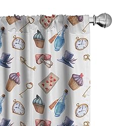 Lunarable Alice in Wonderland Curtains, Cupcakes