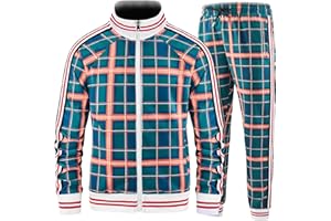 Aeeleire Track Suits for Men Set Plaid Tracksuit Mens Sweatsuits 2 Piece Sport Jogger Sweat Suits Clothes Jogging Outfits