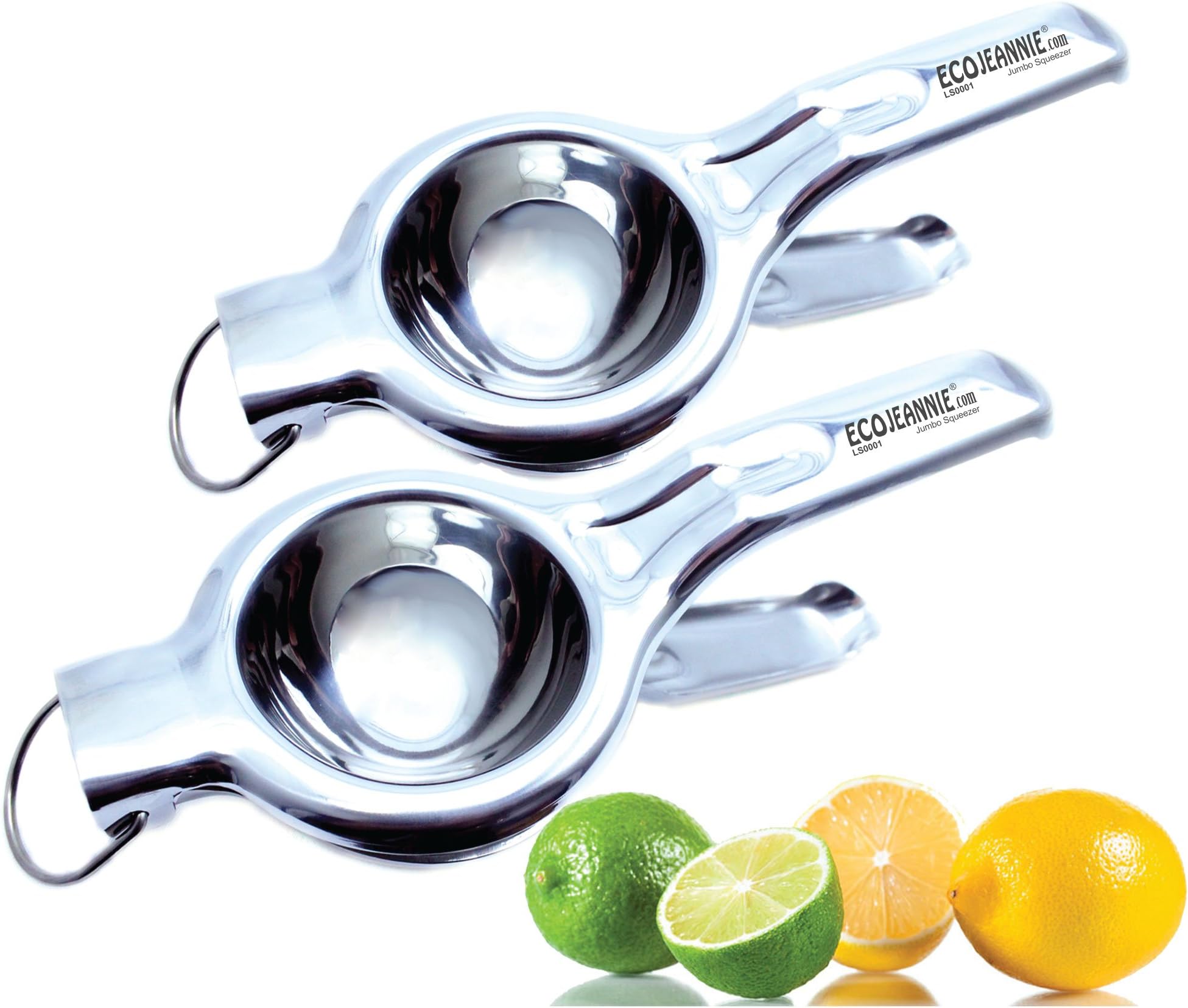TWIN PACK - EcoJeannie Heavy Duty Jumbo Size Food Grade #304 Stainless Steel Lemon Juicer (LS0001), Unbreakable Anti-Corrosive Premium Quality Manual Squeezer, Citrus Juicer, Lime Juicer