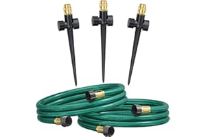 FANHAO Above Ground Irrigation Garden Sprinkler System, Metal Adjustable Lawn Sprinkler Set, 360 Degree Large Area Coverage I