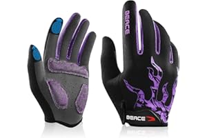 BEACE Cycling Gloves for Men Women - Full Finger Mountain Bike Gloves With Touch Screen and Anti-Slip Silicone Palm - Workout and Road Bicycle Gloves